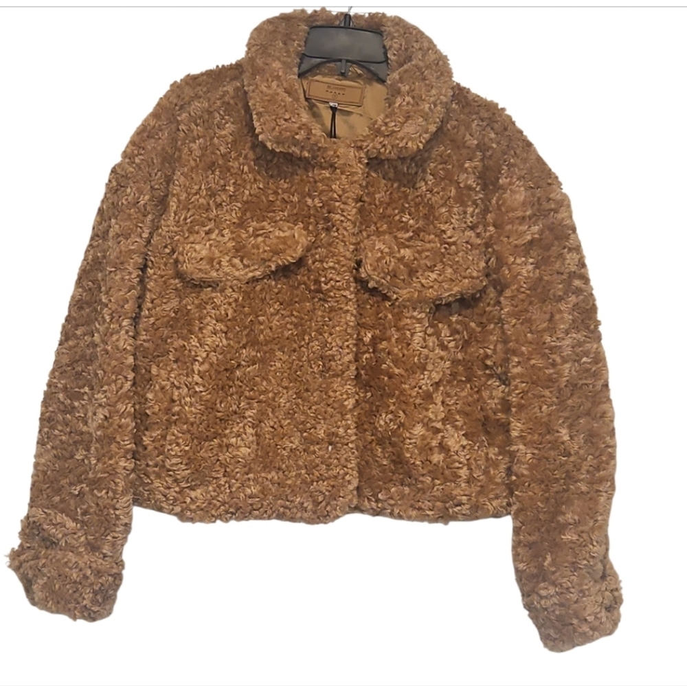 Nwt Blank Nyc Jacket Sherpa Cozy Tan Brown Sz S — image 7 of 8